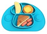 強い吸引シリコン製 お食事用ミニマット 赤ちゃん 幼児適用 BPAフリー FDA食品級 滑り止めランチョンマット 丸洗い, ベビーベッド付き(ブルー)