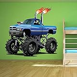 ブルーモンスタートラック壁ステッカークール車壁デカール男の子寝室ホーム装飾で使用可能な8サイズ 05. X-Large 74cm (W) x 70cm (H)