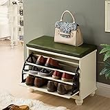 HAIZHEN 木製靴キャビネットベンチ6ペアオーガナイザーシートホルダー廊下スタンドウッドラックストア棚 ( 色 : Milky )