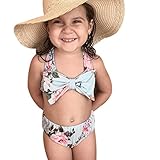 Domybestキッズ 水着 女の子 ビキニ 上下セット　ベビー スイムウェア 女児 ガールズ ミズギ スイミング スクール水着 セパレート　蝶結び　花柄　2点セット　夏 ビーチ　海水浴　温泉　プール