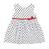 ベビー服 子供 ドレス ベビー ノースリーブ ワンピース 水玉 ドット 柄 女の子 チュニック リボン 蝶結び 付き ガールズ キッズ 可愛い フレア スカート エレガント フォーマル (98cm, 