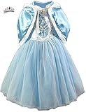 Cohaco Girl's Princess Cinderella Costume Light Blue Party Dress Cape Tiara Clip Set (4-5) [並行輸入品]