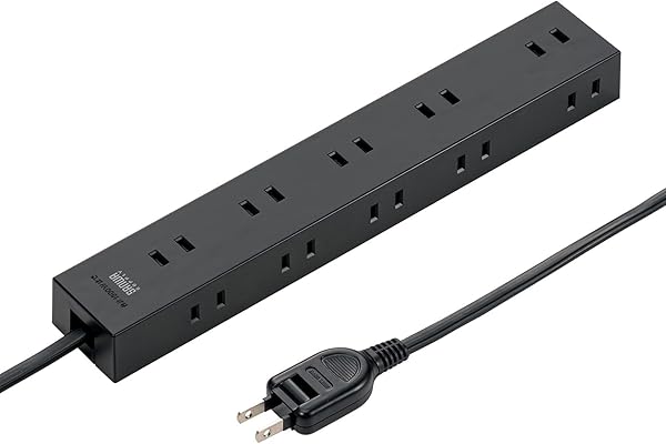 サンワサプライ(Sanwa Supply) 電源タップ 10個口・2P (1m) たくさん挿せるレイアウト 強力ネオジムマグネット ほこりシャッター スイングプラグ ブラック TAP-2210-1BK