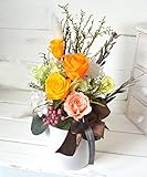 ギフト ほんのり香る 100% プリザーブドフラワー[アロマピュアroyal] (イエロー×オレンジ)