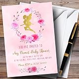 ピンク水彩Pixie Fairy Girls Invitationsベビーシャワー招待状 150 Invitations
