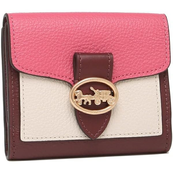 COACH 二つ折り財布 ピンク/ベージュ　（並行輸入）値下げ不可 COACH コーチ 財布 レディース 2つ折り 折財布 コンパクト