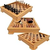 Deluxe 7-in-1 Game Set - Chess, Checkers, Backgammon and More, Brown [並行輸入品]