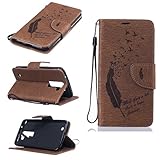 LG K7 / Tribute 5 ケース UNEXTATI 高品質 PUレザー 手帳型 ケース 財布型 ウォレット型 衝撃吸収 保護カバー カード収納 ホルダー ストラップ付き 横開 スタンド機能 