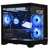 ゲーミングデスクトップパソコン - AMD Ryzen 5 5700G - RTX 5060 8GB グラフィックボード - DDR4 メモリ32GB - 1TB M.2 NVMe SSD - 240mm 水冷クーラー -WIFI & ブルートゥース - 可変光ファン - Win 11 Pro 黒いオーシャンビューのデザインプパソコン