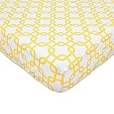 TL Care 100% Cotton Percale Fitted Crib Sheet, Golden Yellow Twill Gotcha by TL Care