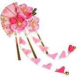 下がり飾り 和風 ヘアクリップ 髪飾り つまみ細工 振袖 浴衣 袴 ヘアアクセサリー (ピーチ)