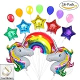 15パック49 "ユニコーンバルーン& Huge Bright Rainbow最初誕生日パーティーデコレーション18インチカラフルスターHappy誕生日Balloonベビーシャワーユニコーンパーティー