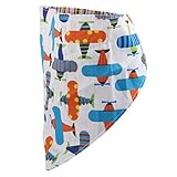 KOZEEYベビー用　コットン製　スタイ　よだれかけ　三角形　飛行機柄　（カラフル）