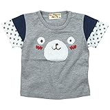 【初夏盛夏対応】 NON SECTION(ノンセクション) 天竺KUMANOMORI前身熊顔半袖Tシャツ 90cm/グレー NO.BF-83111