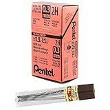 ぺんてる スーパーハイポリマー 替え芯 (0.3mm) 極細、2H、12個/チューブ、1箱 (300-2H)