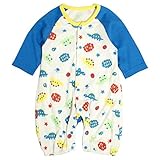 カバーオール ベビー 乳幼児 男の子 長袖 ロンパース 赤ちゃん 恐竜柄 ブルー 60～70cm