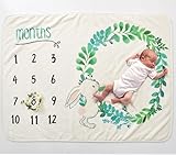 JlRqY Baby Monthlyマイルストーン毛布花柄写真小道具セット新生児フォトBackdrop、ベビーシャワーギフト