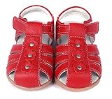 Dream-studio 履き心地 柔らか ベビーサンダル つま先 ガード 可愛い お花 付き (サイズ30/17.5㎝, レッド)