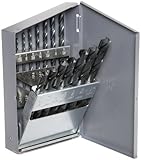Chicago Latrobe 150 Series High-Speed Steel Jobber Length Drill Bit Set with Metal Case, Black Oxide