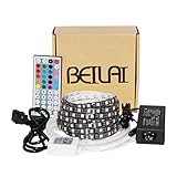 RGB SMD5050 300 LEDs Light Strip Kit, BEILAI 5M Waterproof Flexible Color Changing Rope Light for In