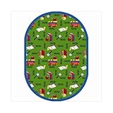 Joy Carpets Kid Essentials Language & Literacy Oval Bookworm Rug Green 7'8 x 10'9 [並行輸入品]