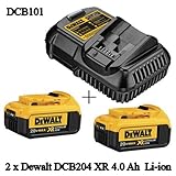 Dewalt OEM (1) DCB101 / DCB107 Charger & (2) DCB204 4.0 Ah Premium XR Batteries NEW [並行輸入品]