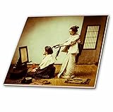 3drose Scenes from the Pastマジックランタン – ヴィンテージJapanese Geisha準備ヘア日本1890マジックランタン – タイル 8-Inch-Ceramic c