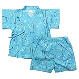 《盛夏 甚平》(ジンベイ) 日本製ベビー男児 サザンクロス生地トンボ総柄甚平スーツ 95cm /ブルー NO.OG-75542