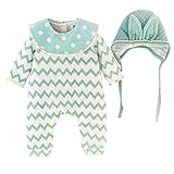 おそろいの帽子付 中綿 カバーオール 60 70 80 長袖 冬 うさぎ帽子 女児 男児 ベビー 入園式 卒園式 結婚式 936 (60, グリーン)