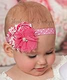 素材の違うお花がエレガントお花とラインストーンのヘアバンド☆ハート柄バンド