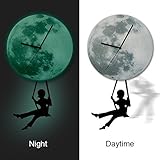HYSENM ウォールステッカー 振り子時計 夜光 振り子掛け時計 壁掛け時計 アクリル振り子時計 光る月 防水 振り子 スイング男 30cm