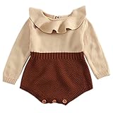 Burning Go ロンパース 女の子 長袖 新生児 ニット セーター フリル襟 カバーオール ベビー服 キッズ おしゃれ 赤ちゃん 幼児 ロンパース 秋冬用 出産祝い 衣装