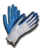 Stanley S39821 Polyester-Cotton Glove with Blue Crinkle Latex Coating, Gray by Stanley