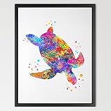 Dignovel Studios 11X14 Sea turtle watercolor print Sea life kids art home d?cor nursery d?cor wall a