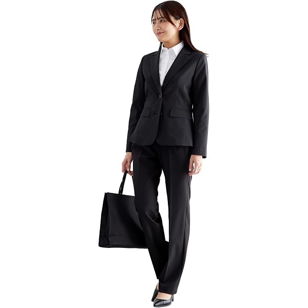 THE SUIT COMPANY パンツスーツ リクルート 黒 ウォッシャブル Amazon | パンツスーツ レディース リクルート 黒 ビジネス 長袖