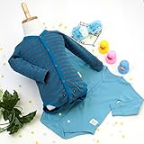 プチシュクレ(petitsucre) 前開長袖ボディ 2枚組 (ブルーボーダー/ブルー) (ロンパース) 70～80cm