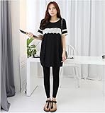 おしゃれ ママ 妊婦さんの マタニティウェア【授乳ケープ付き】/白のレースが付いた 黒のワンピース 授乳服/ファスナーになっているので簡単授乳 KOT-50 (L)