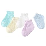 5パック幼児ベビーコットン通気メッシュ薄い靴下　0から2歳