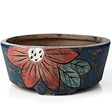 Moobom　カラフル　テラコッタポット　植木鉢　花柄　セラミック製　ビッグサイズ　中国風　おしゃれ　ＤＩＹ　工芸品　ガーデニング 引越し祝い size 15＊6cm　　