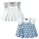 (ブルー/90cm)ベビー服 女の子 Tシャツ 半袖 Dolly Ribbon ドーリーリボン 重ね着風 キャミソール 透かし花柄 無地 リボン フリル袖 女児 ベビー