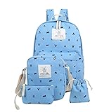 KAJIKAJI女の子 リュックサック デイパック 可愛い 4点セットバッグ スクエアリュック 通学/通勤対応 ノートPC・タブレット収納 A4書類収納可 スクエアバッグ ビジネスバッグ スクエア型 