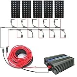 ECO-WORTHY 800W単結晶グリッドソーラーパネルキット：5個160Wモノソーラーパネル+ 1KWグリッドタイパワーインバータ+ソーラーケーブル+ MC4ブランチコネクタ