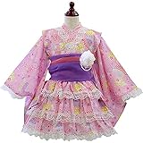 922774D さくら兎(ピンク) 浴衣ドレス 子供 ベビー 浴衣 女の子 選べる17柄 5点セット ゆかた 夏祭り 花火大会 キッズ [リトルプリンセス] Little Princess コサージュ