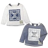 (ネイビー/90cm)ベビー服 男の子 Tシャツ 長袖 重ね着風 スナップボタン付 ペイズリー 刺繍 ワッペン 男児 ベビー