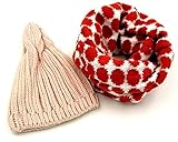 (TUISKU) ベビー キッズ とんがり ニット 帽 ＆ ネックウォーマー あったか マフラー ストール (女の子)