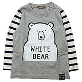 《春夏対応》 nico hrat(ニコフラート) 製品洗い加工済み 42/2天竺しろくまボーダー長袖Tシャツ 95cm /MG NO.B-270203