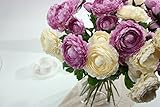 Coobl人工シルクフラワーSenior装飾ティーローズブーケ花ウェディングブーケ花嫁Holding Garlands Vine Plant花嫁DIY花アートホーム装飾（6pcs） パープル A