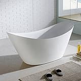 maykke Bel 67インチモダンオーバルライトアクリル浴槽浴室に簡単にインストール自立ホワイトソーカーTubs、xda1425001