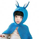 jcxhat赤ちゃん女の子男の子秋冬ウサギ耳帽子スカーフスカーフショールケープビーニーニット帽子Acrylic Watch Cap for Babies Toddlers and Kids