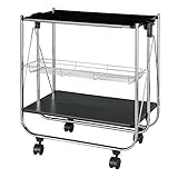 キャスター付き 折りたたみ キッチンワゴン すき間収納 リビング収納 キッチン ワゴン 収納かご ブラック